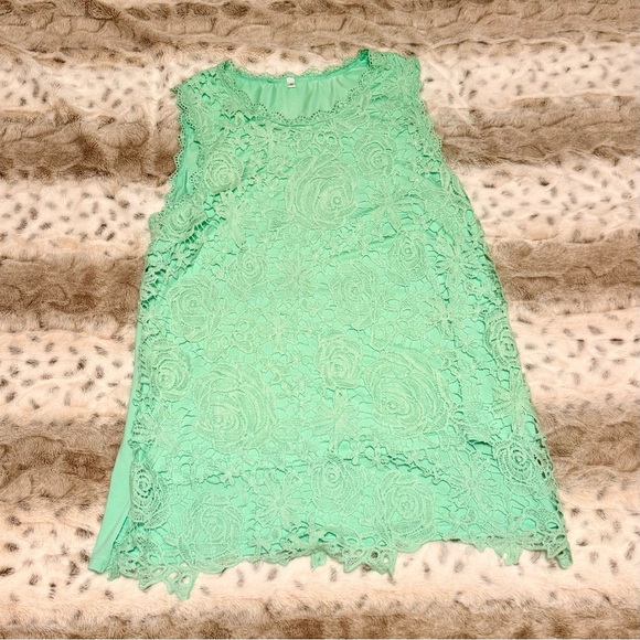 Elegant Mint Lace Sleeveless Blouse Size XL - Picture 4 of 8